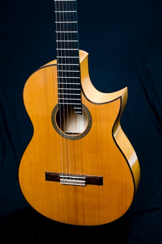 Florentinischer cutaway gitarre, resonanzkörper, mensurlänge 650 mm., Griffbrett in Ebenholz. Bünde 21.jpg