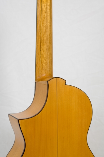 Rodolfo Cucculelli gebouwde Requinto gitaar, klangkasse, cutaway, hals, hiel.jpg